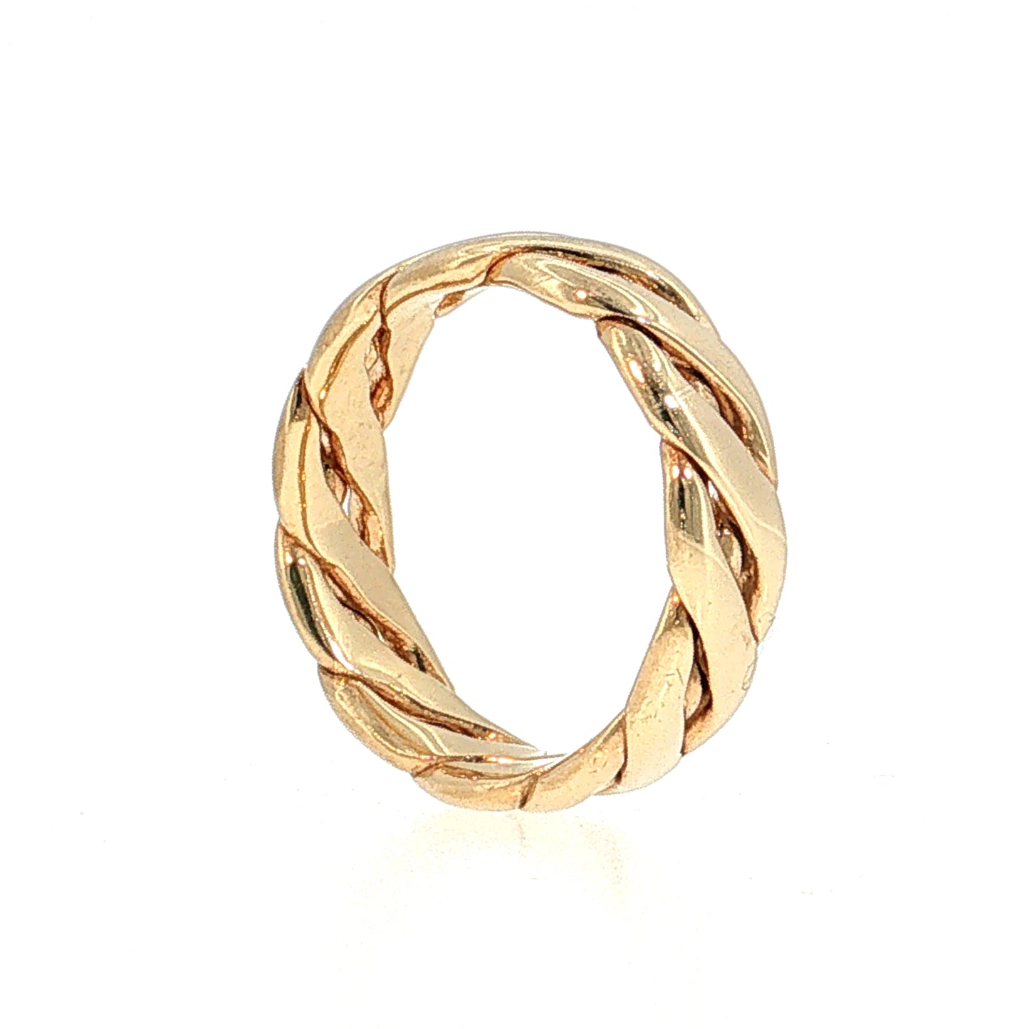Braided Interwoven Men's Wedding Band 14k Yellow Gold