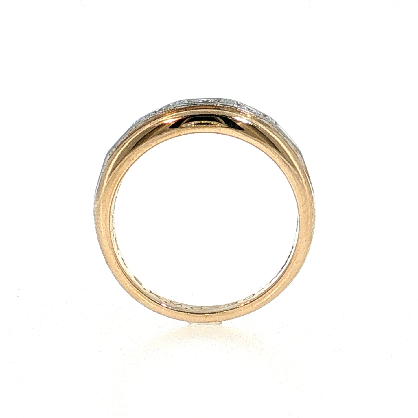 Modern Three Stone Diamond Men's Ring 14k Two-Tone Gold