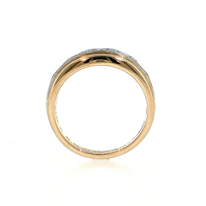 Modern Three Stone Diamond Men's Ring 14k Two-Tone Gold