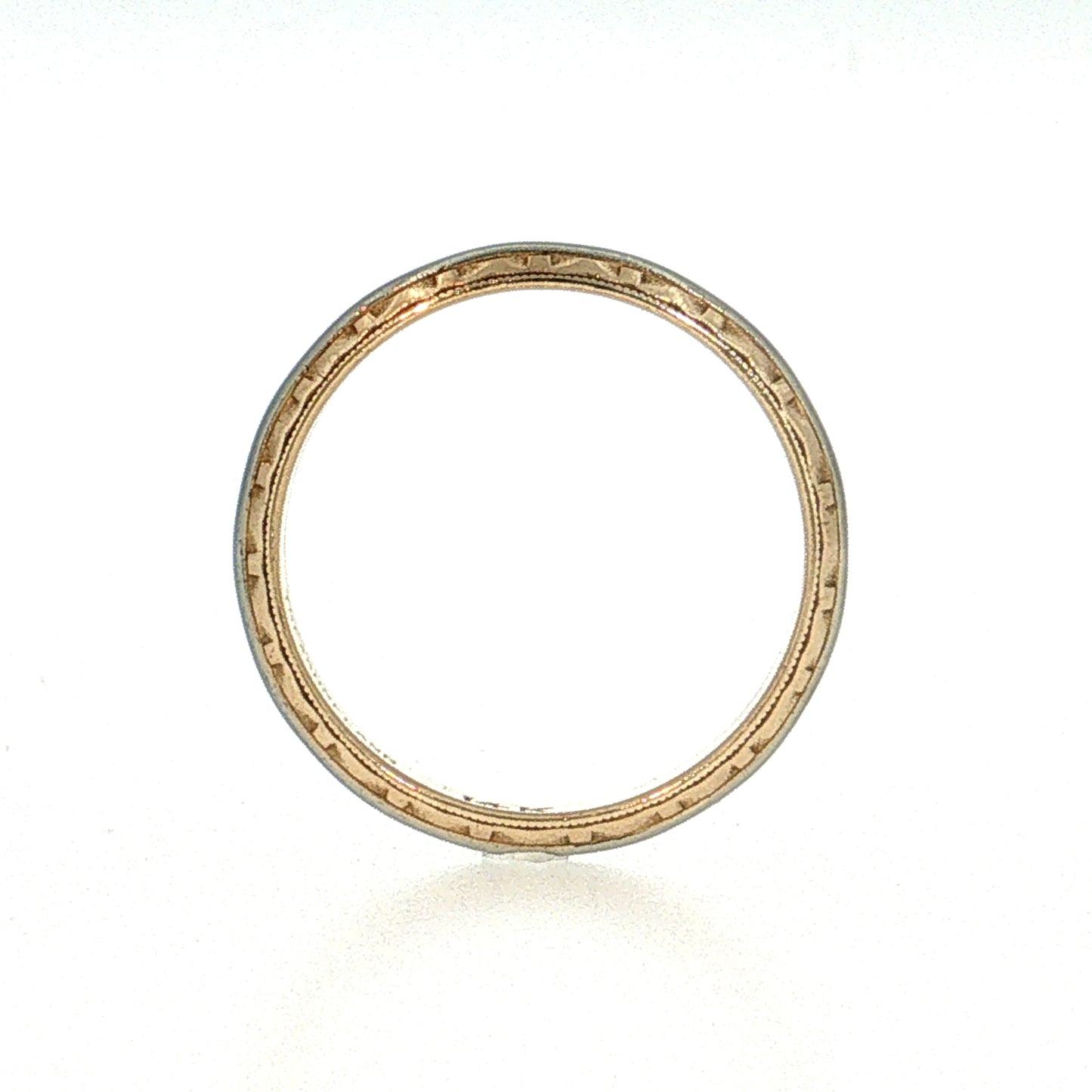 Vintage Mid-Century Engraved Men's Band 14k Two-Tone Gold