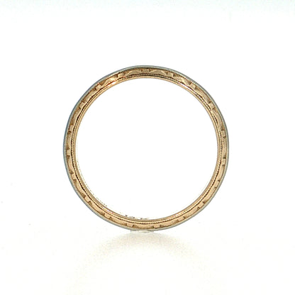 Vintage Mid-Century Engraved Men's Band 14k Two-Tone Gold