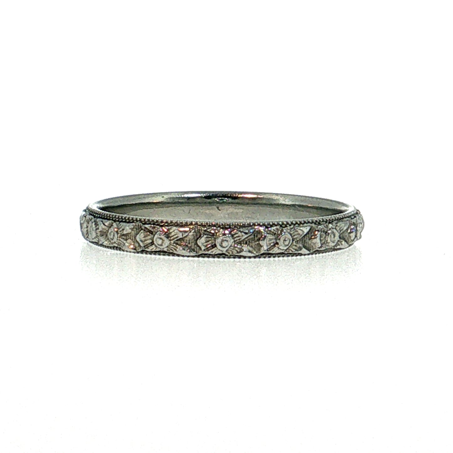 Antique Art Deco Men's Wedding Band 18k White Gold