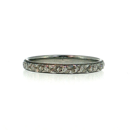 Antique Art Deco Men's Wedding Band 18k White Gold