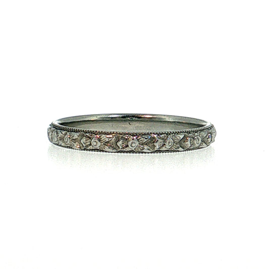 Antique Art Deco Men's Wedding Band 18k White Gold