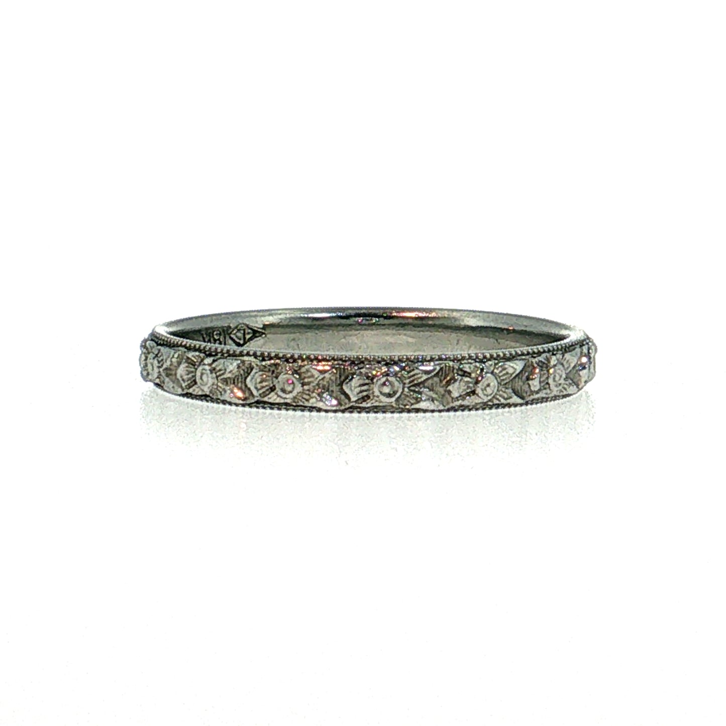 Antique Art Deco Men's Wedding Band 18k White Gold