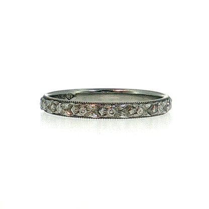 Antique Art Deco Men's Wedding Band 18k White Gold