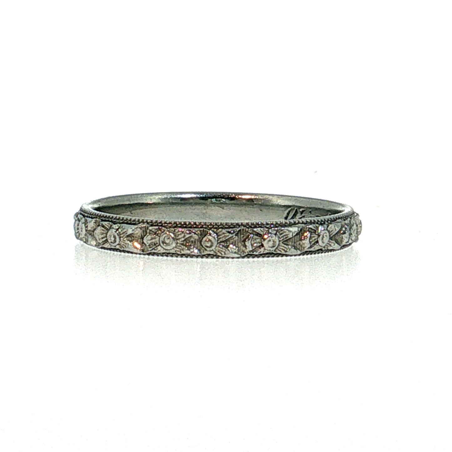 Antique Art Deco Men's Wedding Band 18k White Gold