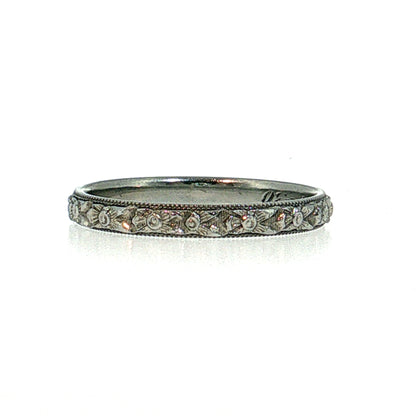 Antique Art Deco Men's Wedding Band 18k White Gold