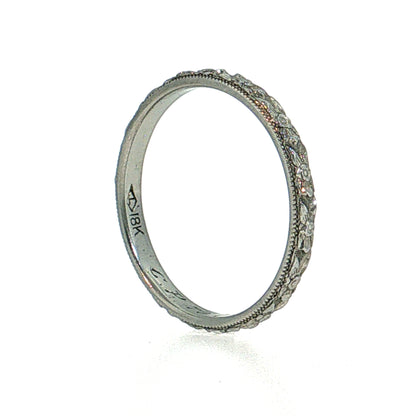 Antique Art Deco Men's Wedding Band 18k White Gold