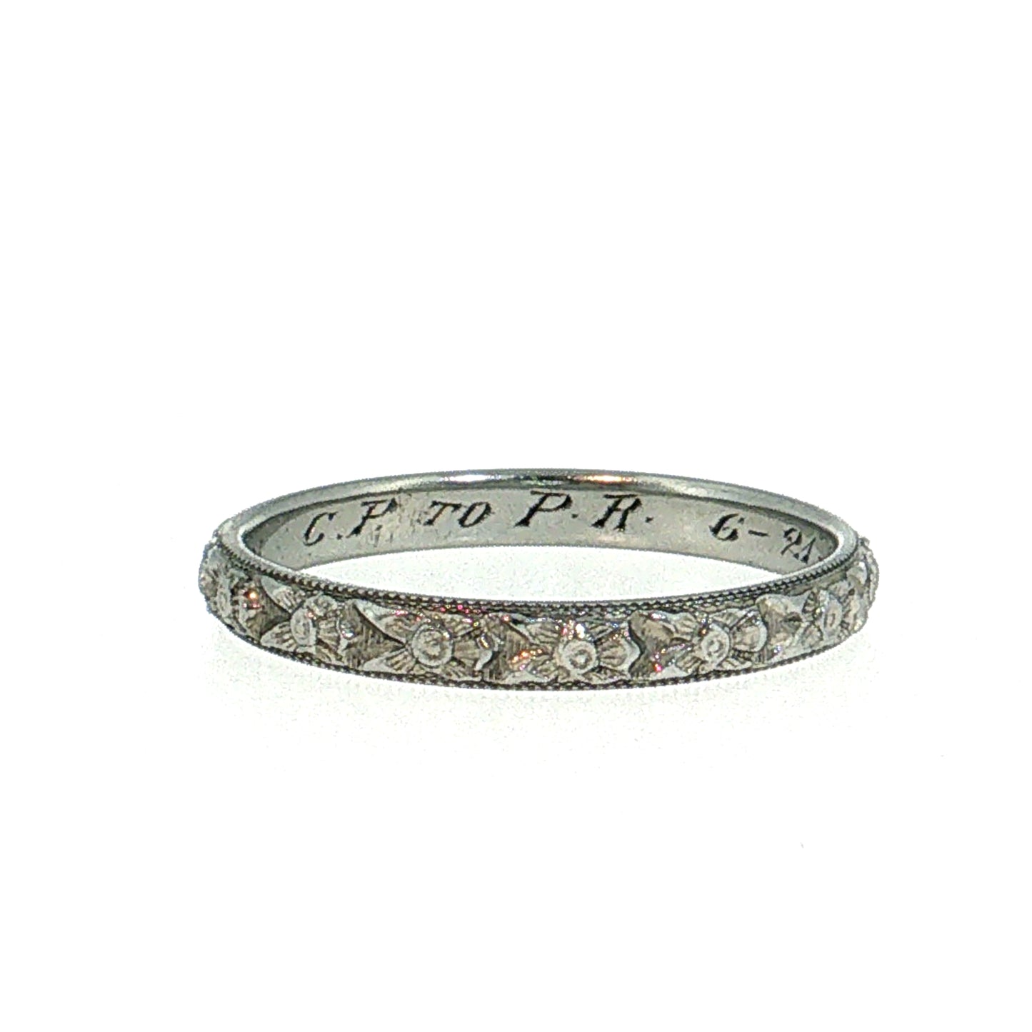 Antique Art Deco Men's Wedding Band 18k White Gold