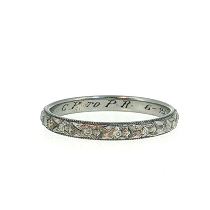 Antique Art Deco Men's Wedding Band 18k White Gold