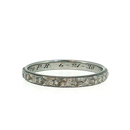 Antique Art Deco Men's Wedding Band 18k White Gold
