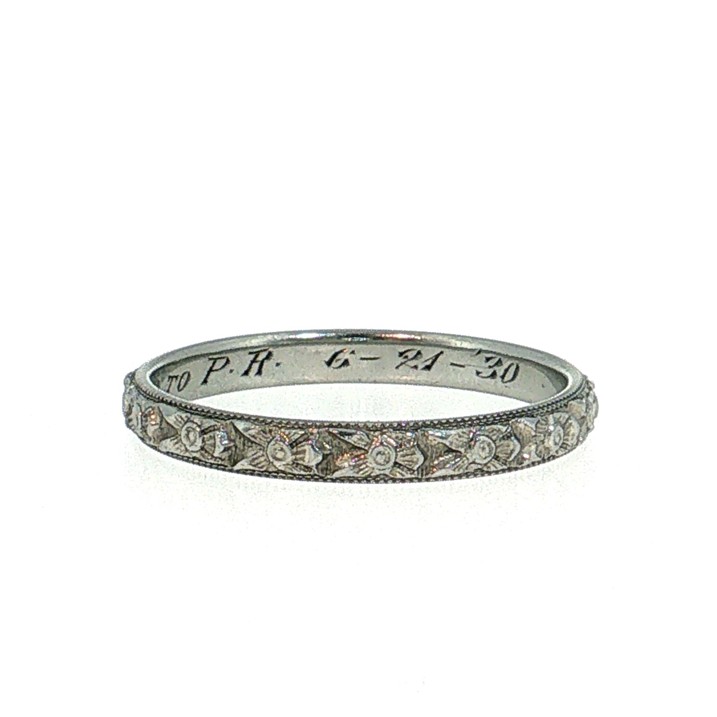 Antique Art Deco Men's Wedding Band 18k White Gold