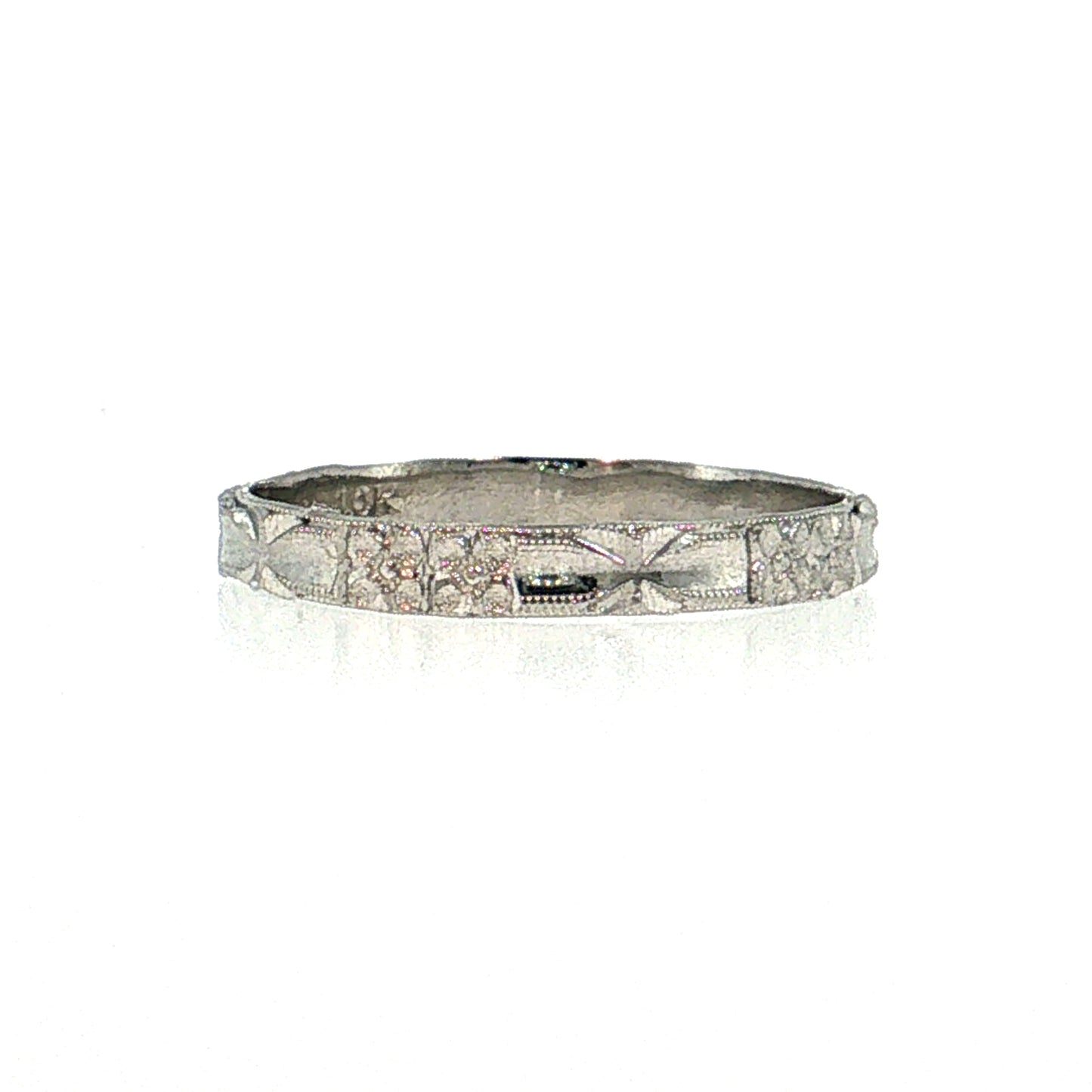 Antique Art Deco Men's Wedding Band 10k White Gold