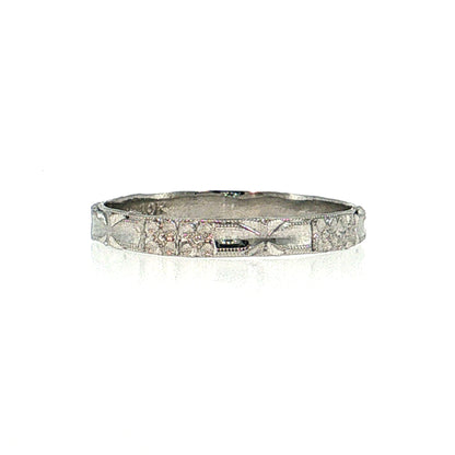 Antique Art Deco Men's Wedding Band 10k White Gold