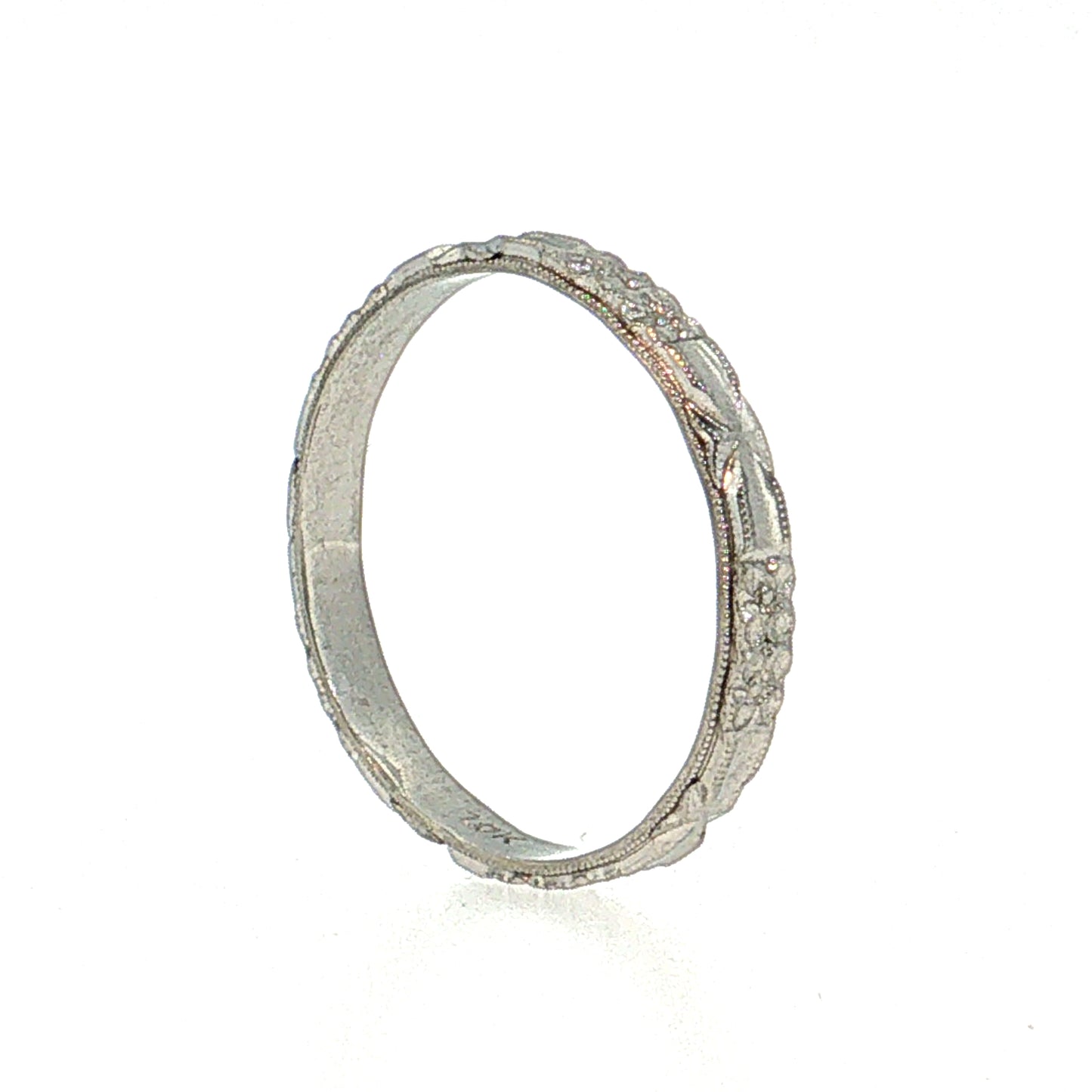 Antique Art Deco Men's Wedding Band 10k White Gold
