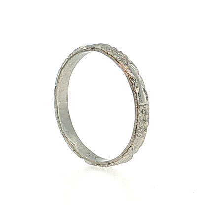 Antique Art Deco Men's Wedding Band 10k White Gold