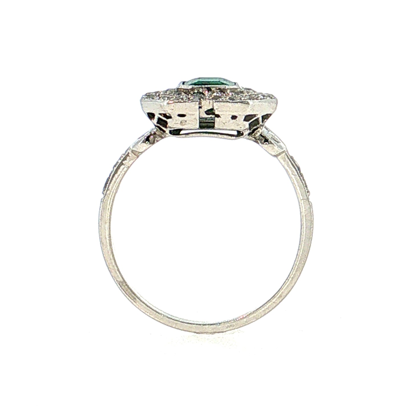 .86 Art Deco Emerald Cocktail Ring Platinum & 14k