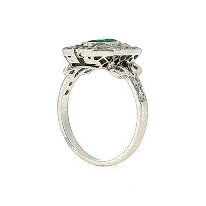 .86 Art Deco Emerald Cocktail Ring Platinum & 14k