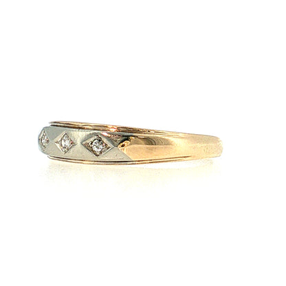 Vintage Mid-Century Diamond Men's Ring 14k Two-Tone