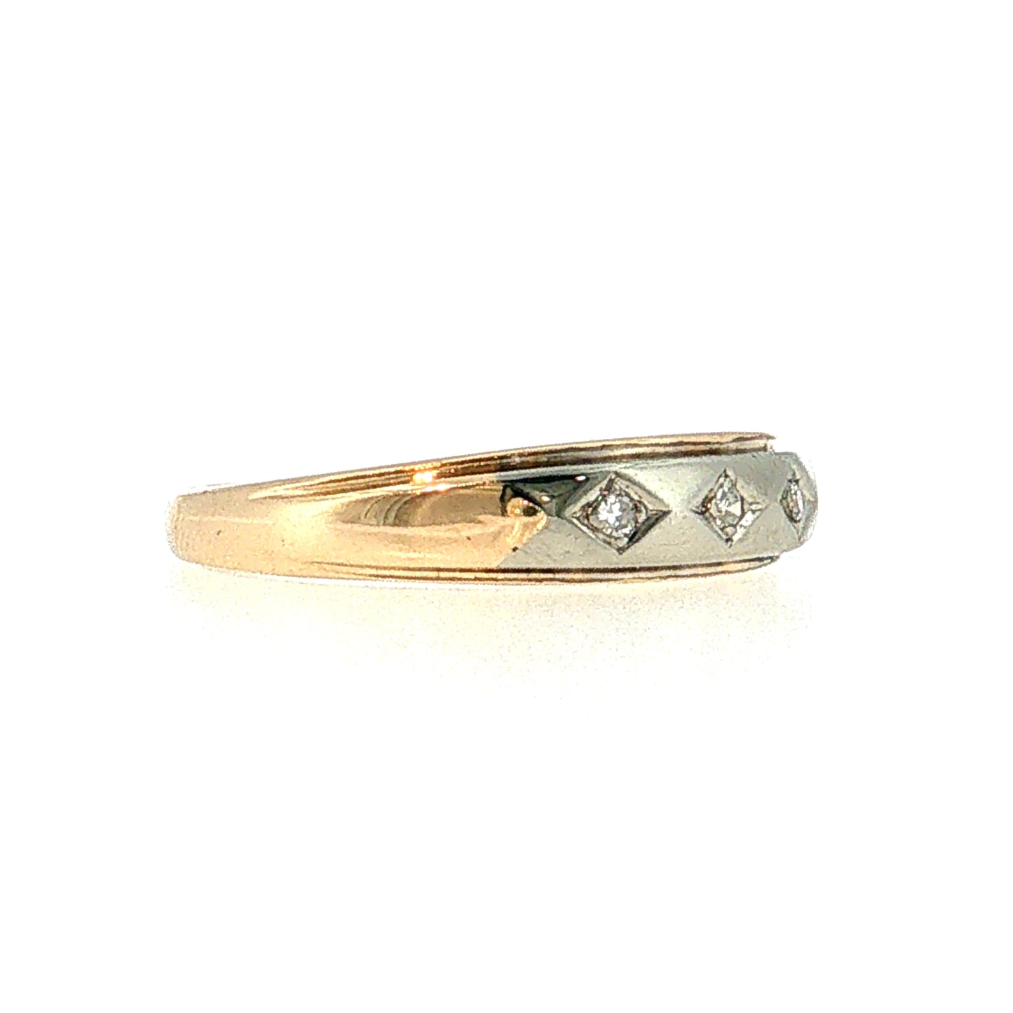 Vintage Mid-Century Diamond Men's Ring 14k Two-Tone
