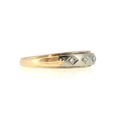 Vintage Mid-Century Diamond Men's Ring 14k Two-Tone