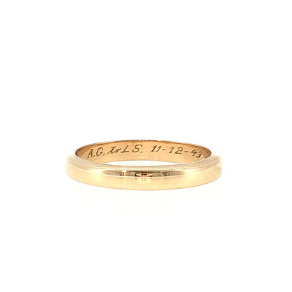 Vintage Retro Men's Wedding Band 14k Yellow Gold