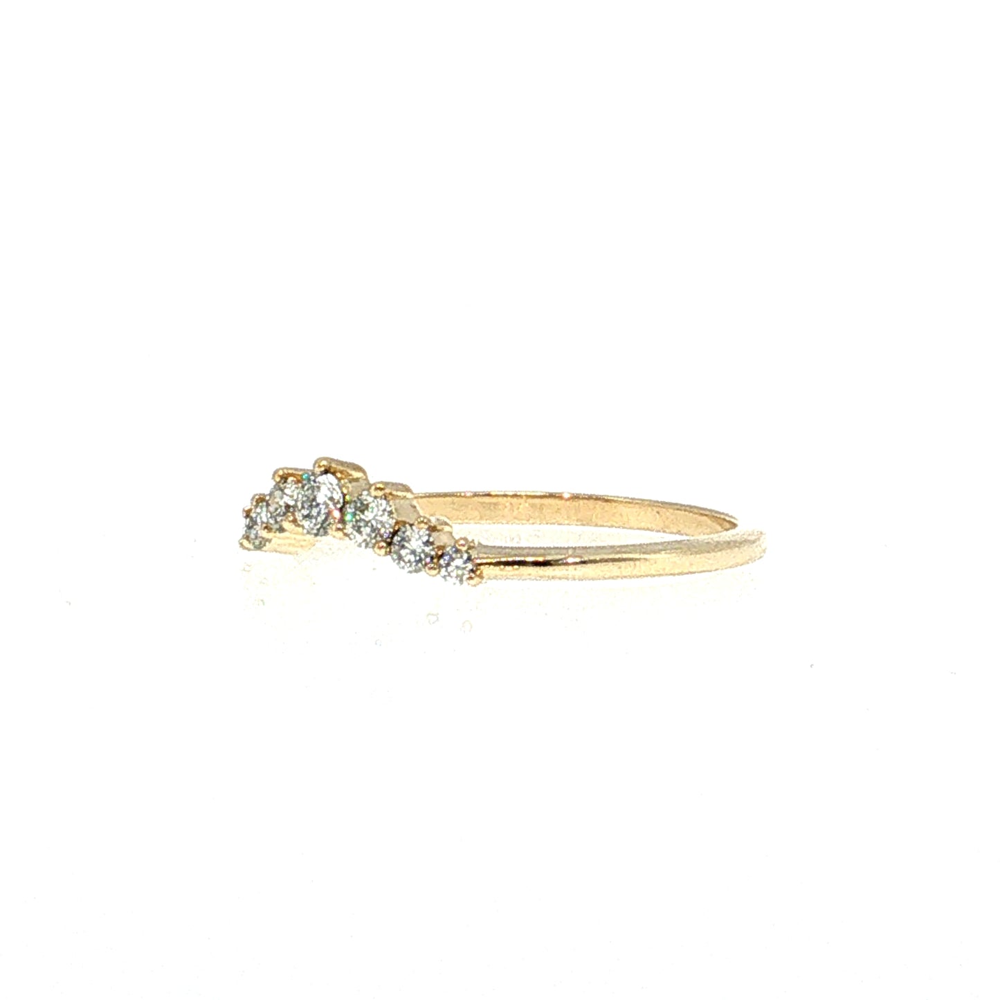 Contoured Diamond Tiara Wedding Band 14k Yellow Gold