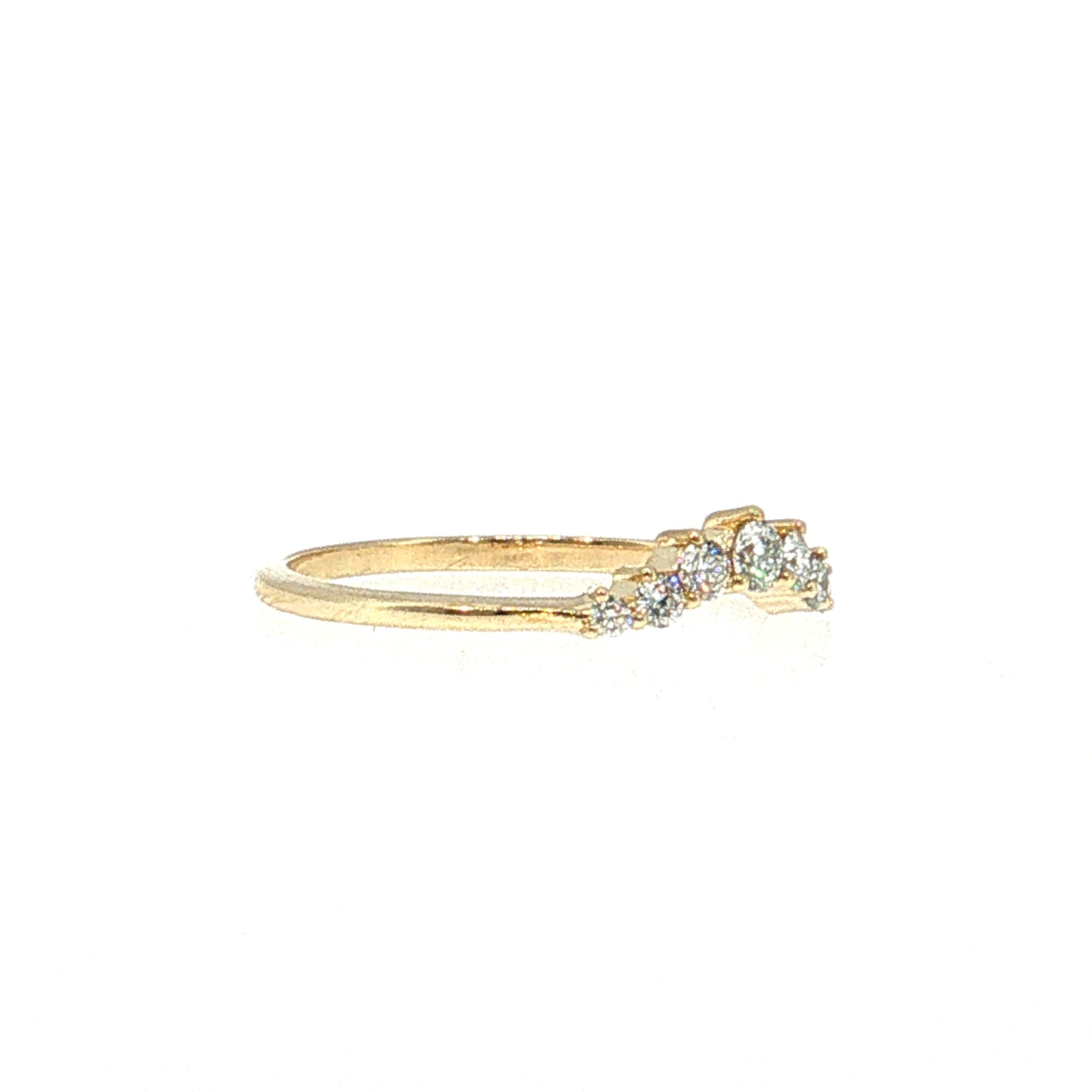 Contoured Diamond Tiara Wedding Band 14k Yellow Gold