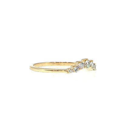 Contoured Diamond Tiara Wedding Band 14k Yellow Gold