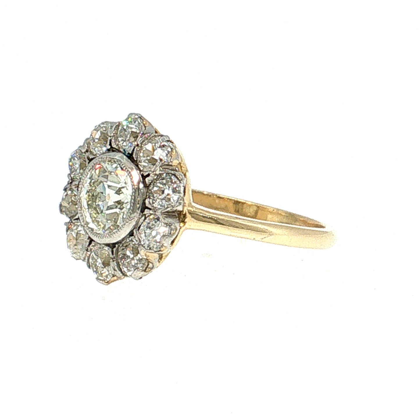 1.18 GIA Diamond Halo Cluster Ring Platinum & 18k