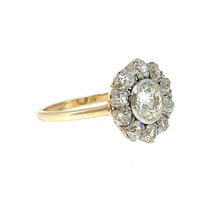 1.18 GIA Diamond Halo Cluster Ring Platinum & 18k