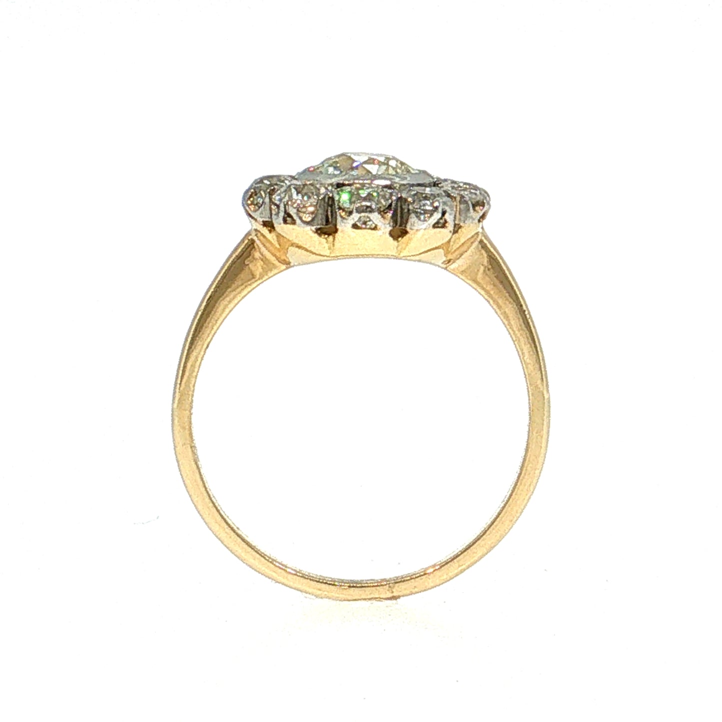 1.18 GIA Diamond Halo Cluster Ring Platinum & 18k