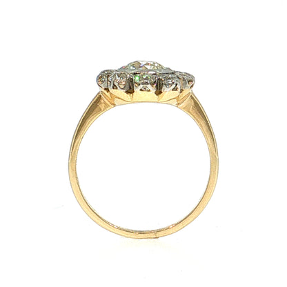 1.18 GIA Diamond Halo Cluster Ring Platinum & 18k