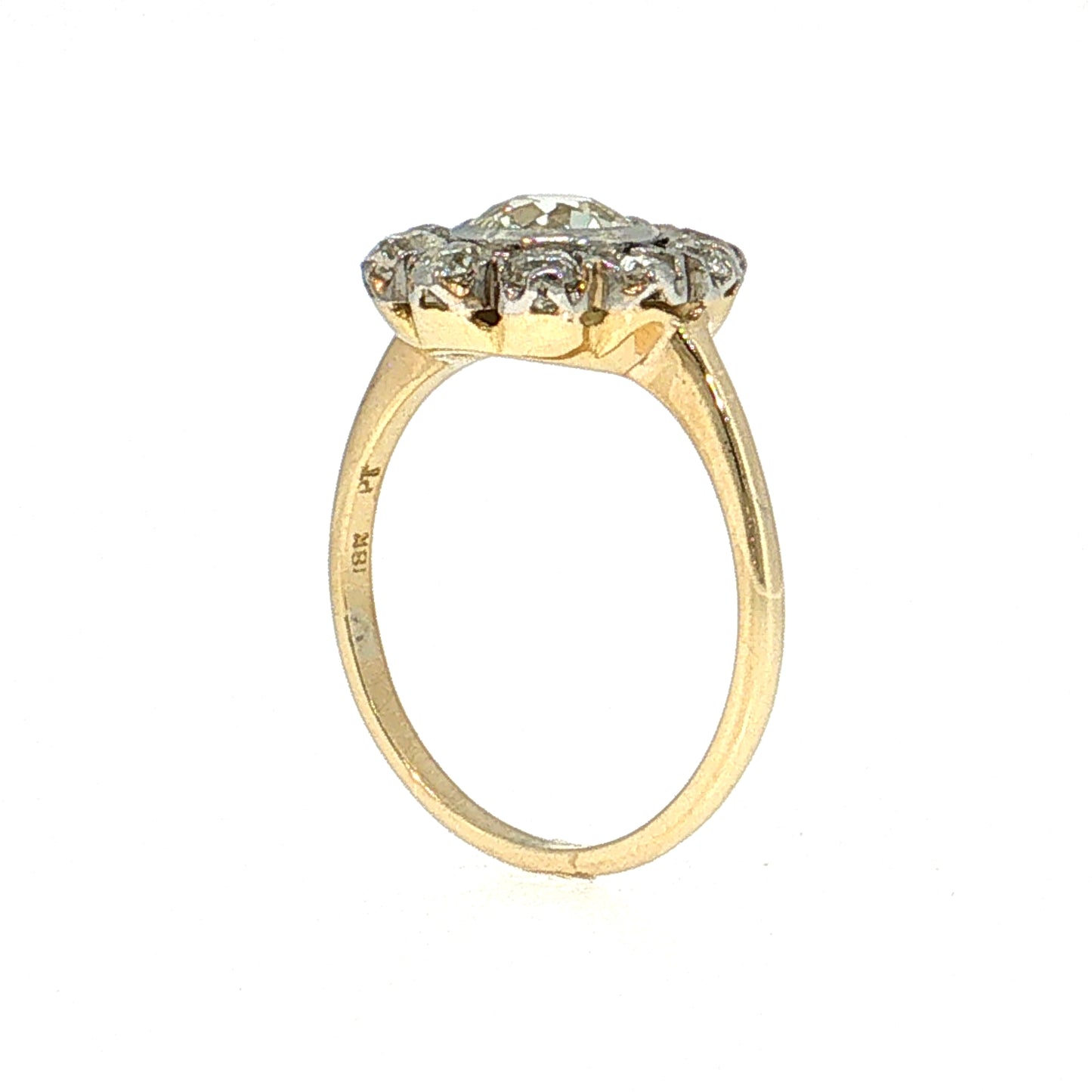 1.18 GIA Diamond Halo Cluster Ring Platinum & 18k