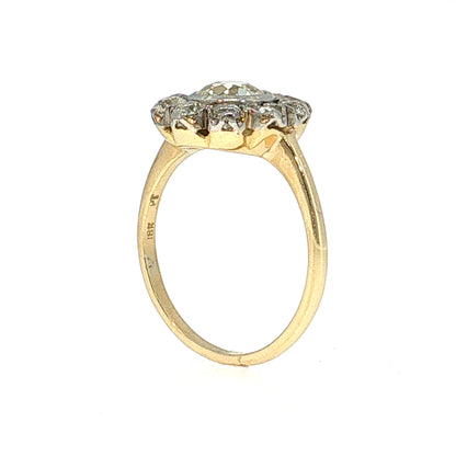 1.18 GIA Diamond Halo Cluster Ring Platinum & 18k