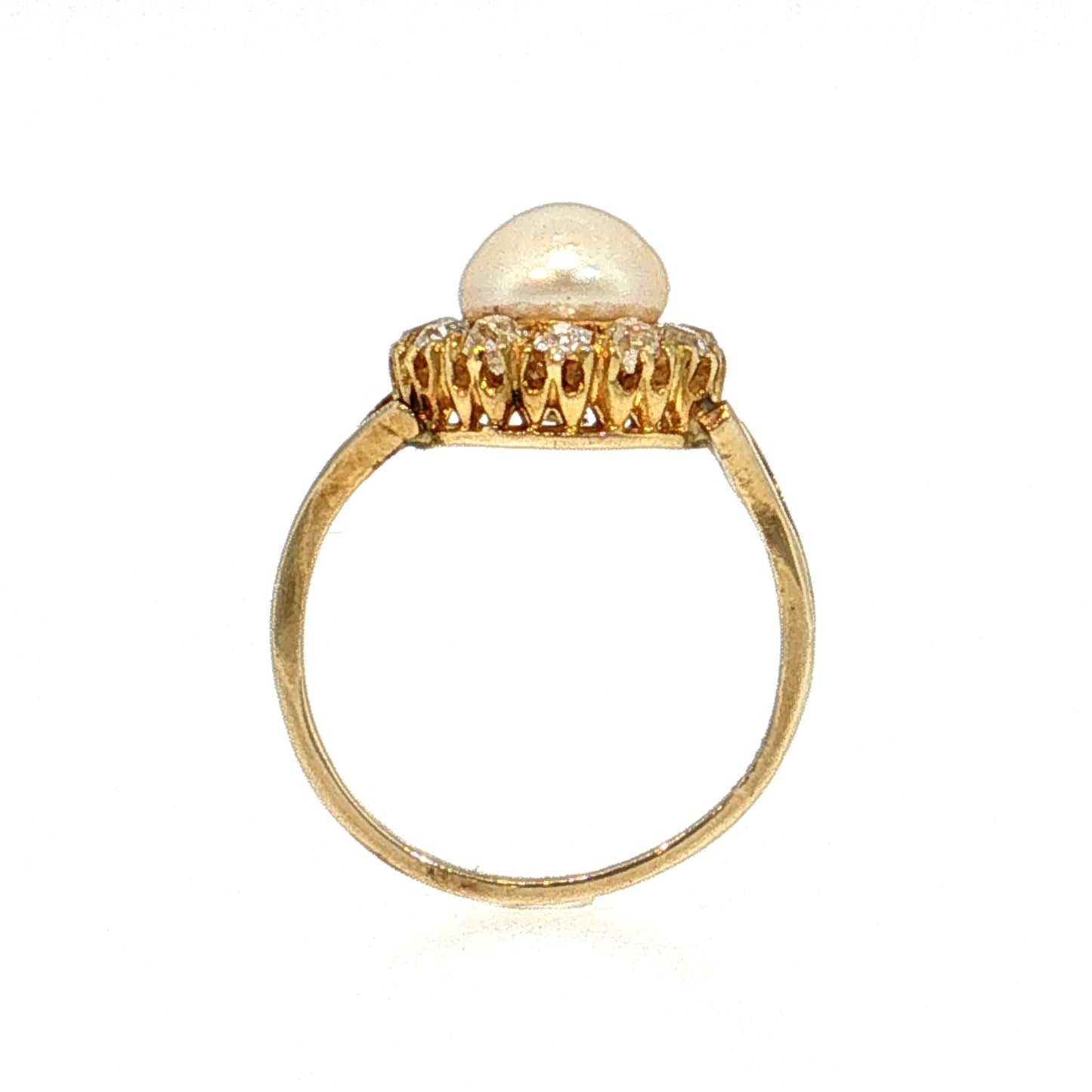 .36 Victorian Pearl & Diamond Cocktail Ring 10k