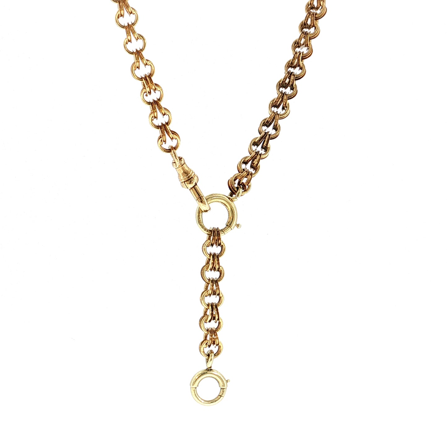 Antique Victorian Rolo Chain Necklace 14k Yellow Gold