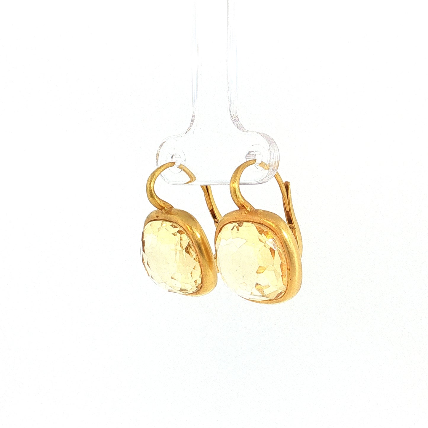 14.44ct Cushion Lemon Quartz Drop Earrings 18k