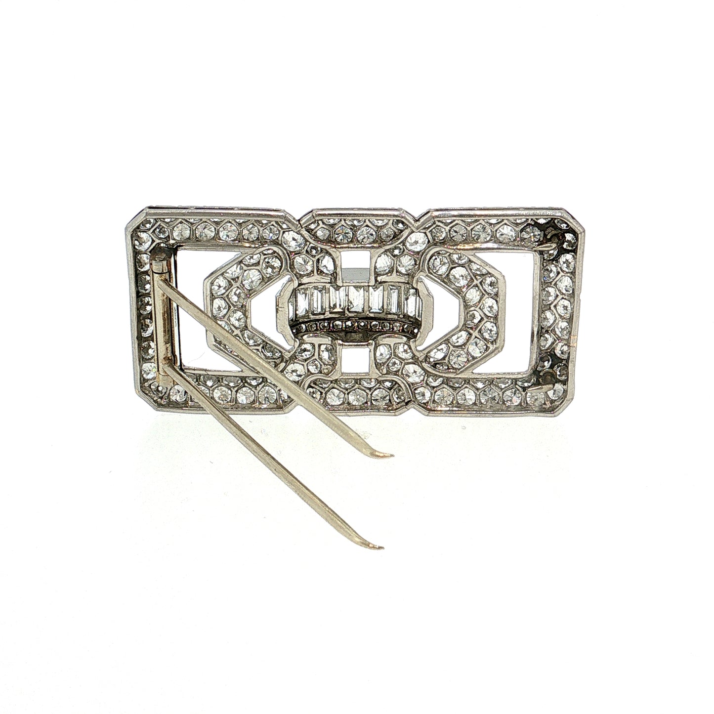 7.52 Art Deco Diamond Brooch Platinum