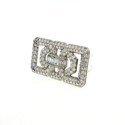7.52 Art Deco Diamond Brooch Platinum