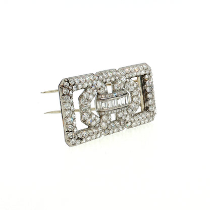 7.52 Art Deco Diamond Brooch Platinum