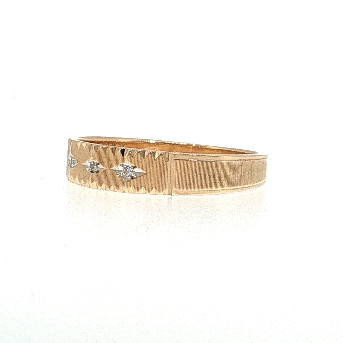 .03 Three Stone Diamond Men's Wedding Band 10k Two-Tone