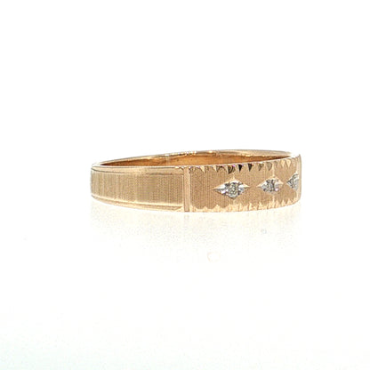 .03 Three Stone Diamond Men's Wedding Band 10k Two-Tone