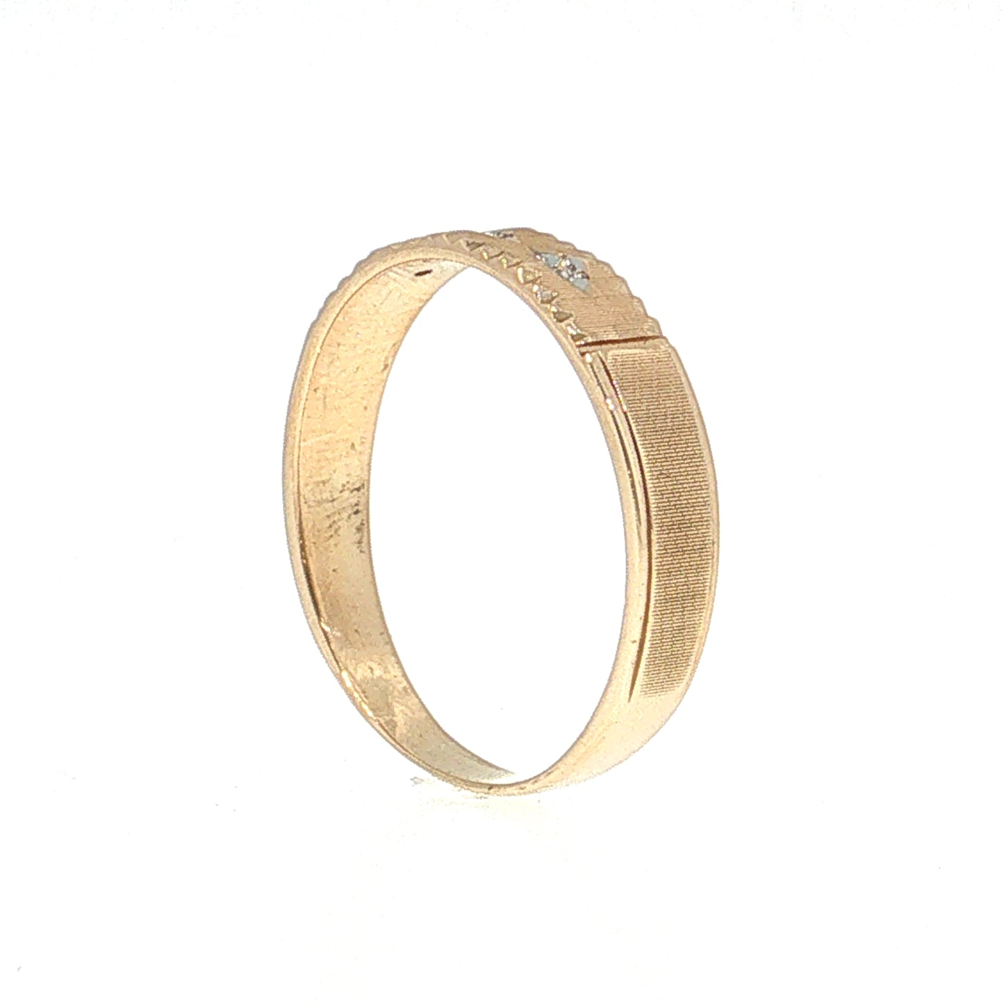 .03 Three Stone Diamond Men's Wedding Band 10k Two-Tone