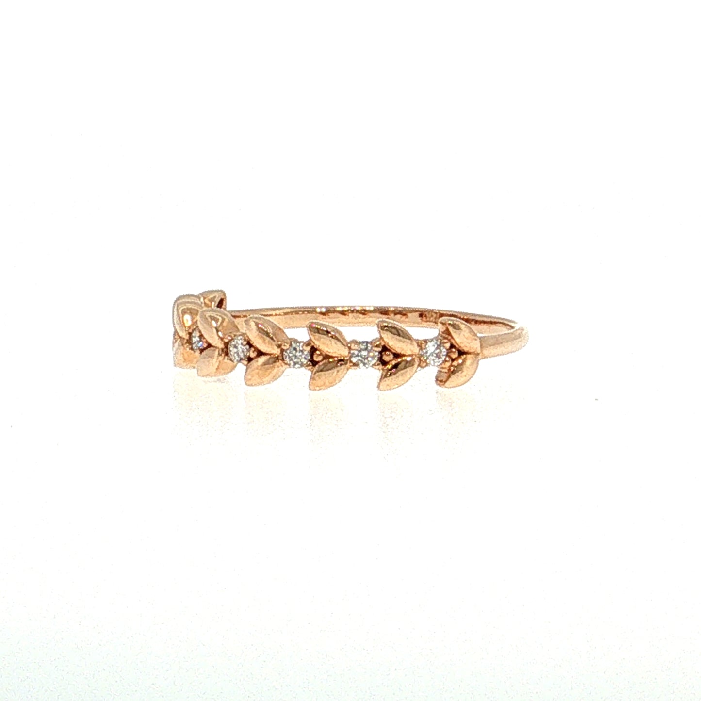 Diamond Leaf Stacking Band 18k Rose Gold