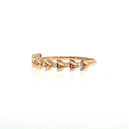 Diamond Leaf Stacking Band 18k Rose Gold