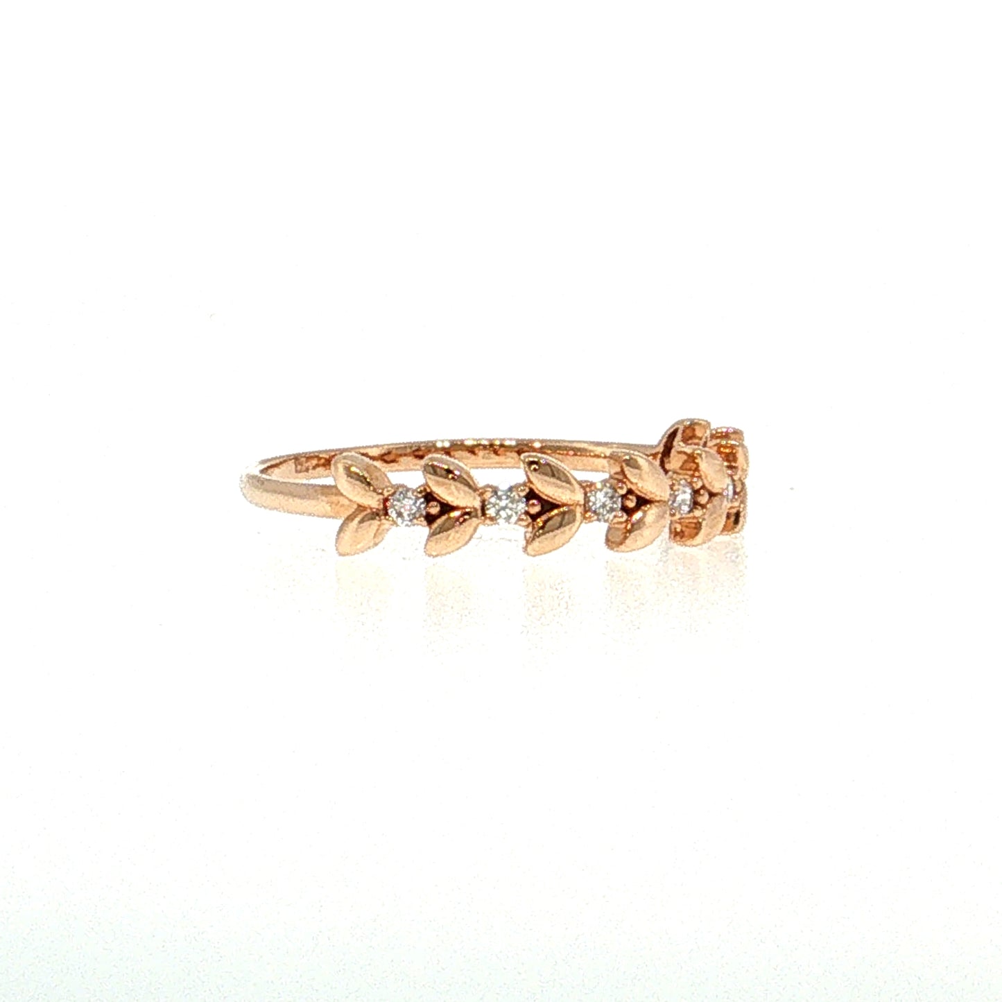 Diamond Leaf Stacking Band 18k Rose Gold