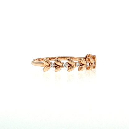 Diamond Leaf Stacking Band 18k Rose Gold