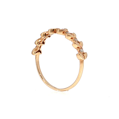 Diamond Leaf Stacking Band 18k Rose Gold